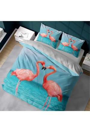 Elegancka Pościel 3D 160x200 cm Flamingi 4369A