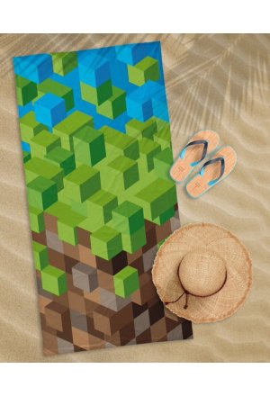 Duży Ręcznik Młodzieżowy Plażowy Kąpielowy Piksele 70x140 cm 77-BT