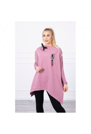 Bluza oversize z asymetrycznymi bokami  ciemno różowa