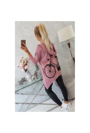 Bluza z nadrukiem roweru ciemny różowy