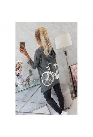 Bluza z nadrukiem roweru grafitowy melanż