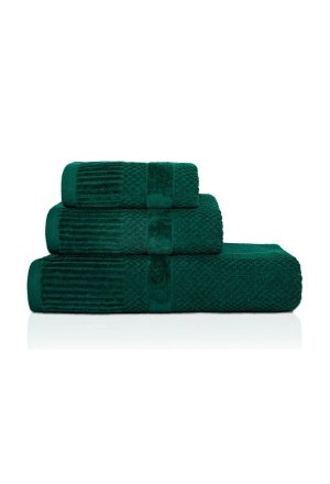 Komplet 3- Ręczników 70x140 cm. 550gsm Bawełna 100 % Ciemny Zielony IVO