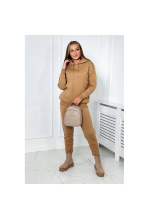 Komplet sweterkowy Bluza + Spodnie camelowy
