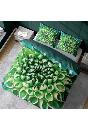 Elegancka Pościel 3D Zielona Kwiaty 160x200 cm 4228A