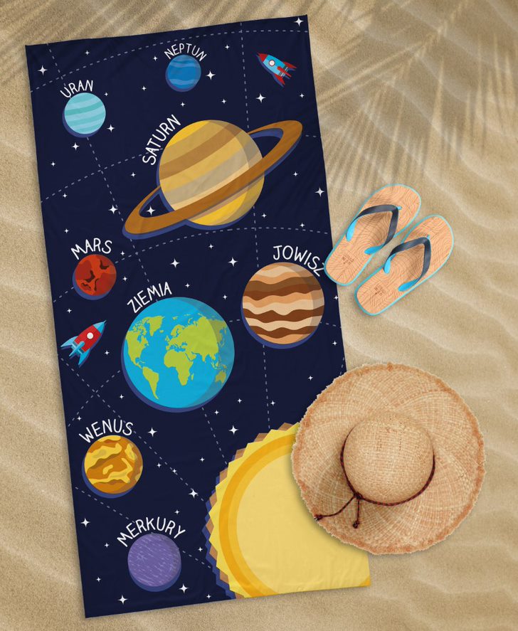 Ręcznik Plażowy Kąpielowy Planety 70 x 140 cm WZ 66