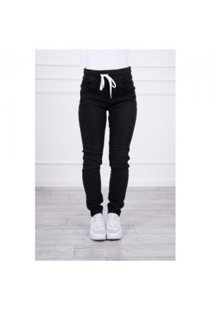 Spodnie jeansowe ze ściągaczem czarne