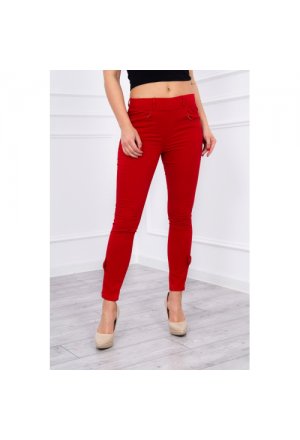 Spodnie kolorowy jeans z kokardką czerwony