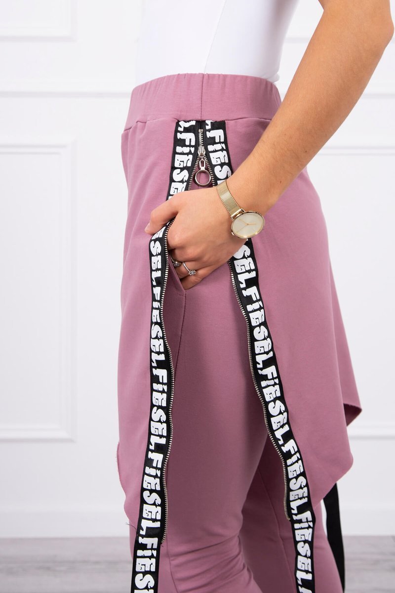  Spodnie/Kombinezon z napisem selfie ciemno różowe