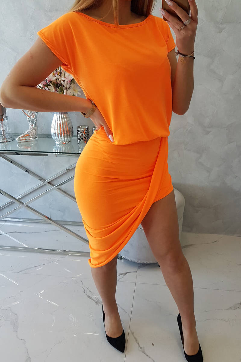  Sukienka asymetryczna pomarańczowy neon