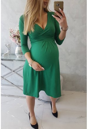 Sukienka Ciążowa z odcięciem pod biustem zielona