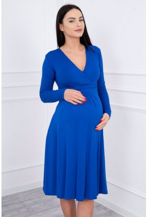Sukienka Ciążowa z odcięciem pod biustem chabrowa