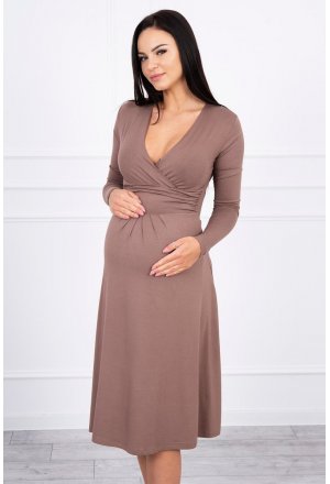 Sukienka Ciążowa z odcięciem pod biustem cappuccino