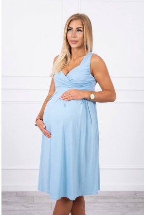 Sukienka Ciążowa z szerokimi ramiączkami niebieska
