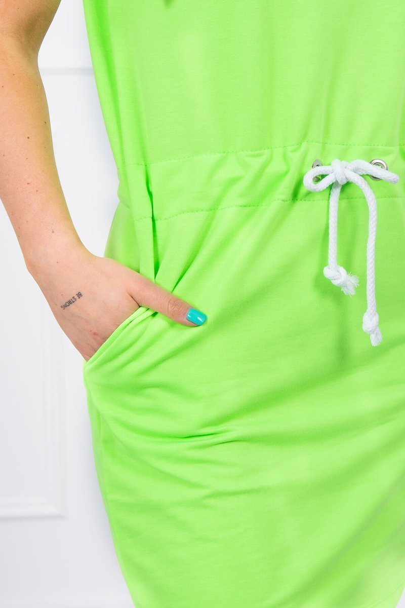  Sukienka wiązana z kapturem zielony neon