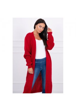 Sweter długi kardigan czerwona