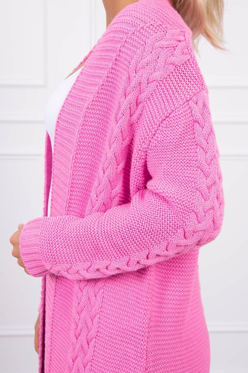  Sweter Kardigan splot warkocz jasny różowy