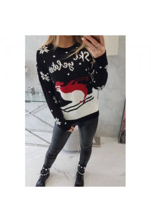 Sweter motywem świątecznym czarny