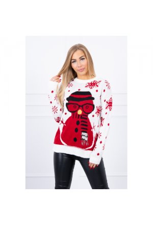 Sweter świąteczny z bałwanem ecru