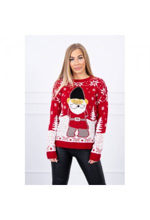 Sweter świąteczny z Mikołajem  czerwony