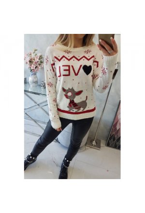 Sweter świąteczny z napisem ecru