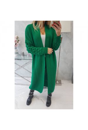 Sweter z bąbelkami na rękawie jasny zielony