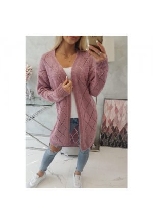Sweter z geometrycznym wzorem ciemny różowy
