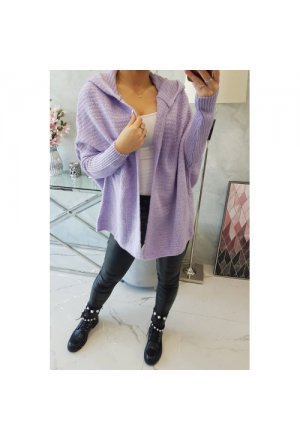 Sweter z kapturem i rękawami typu nietoperz fioletowy
