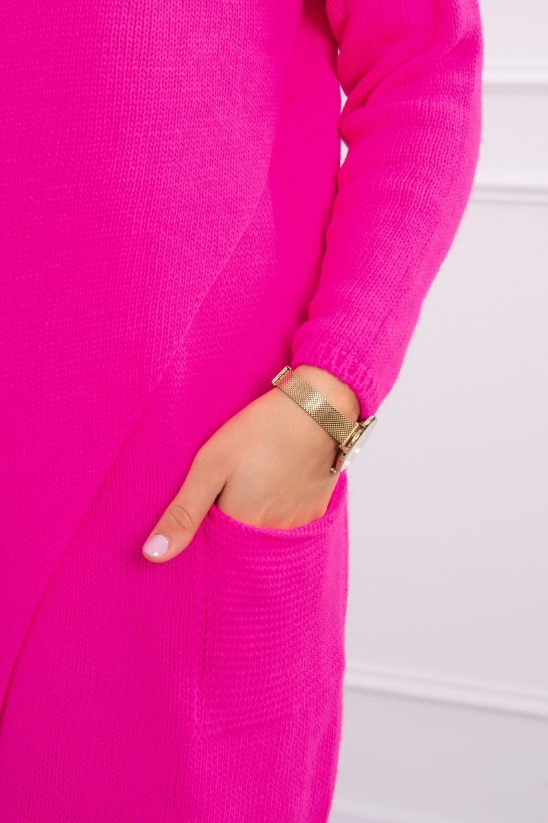  Sweter z kopertowym dołem różowy neon