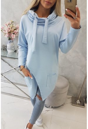 Tunika Plus Size z kopertowym przodem Oversize błękitna