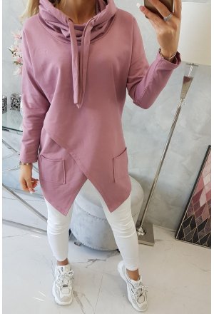 Tunika Plus Size z kopertowym przodem Oversize ciemno różowa